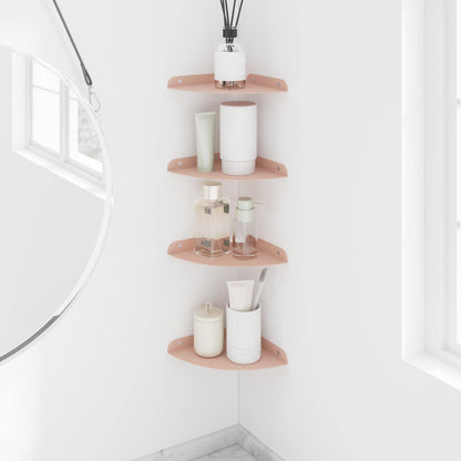 Mensola sospesa con lo scaffale 4 pcs Rosa 18 x 18 x 2 cm | homemem39