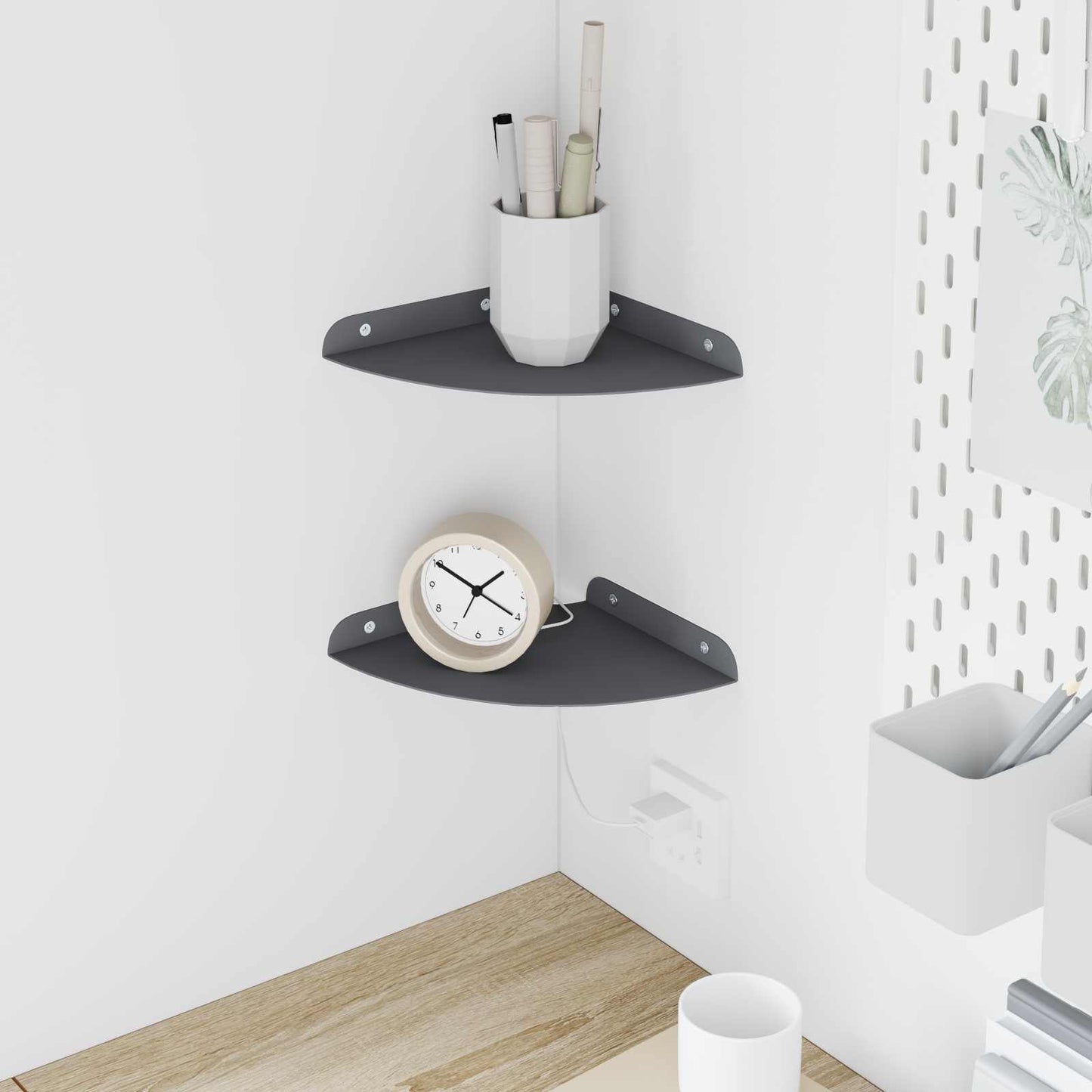 Mensola sospesa con lo scaffale 2 pcs Antracite 18 x 18 x 2 cm | homemem39