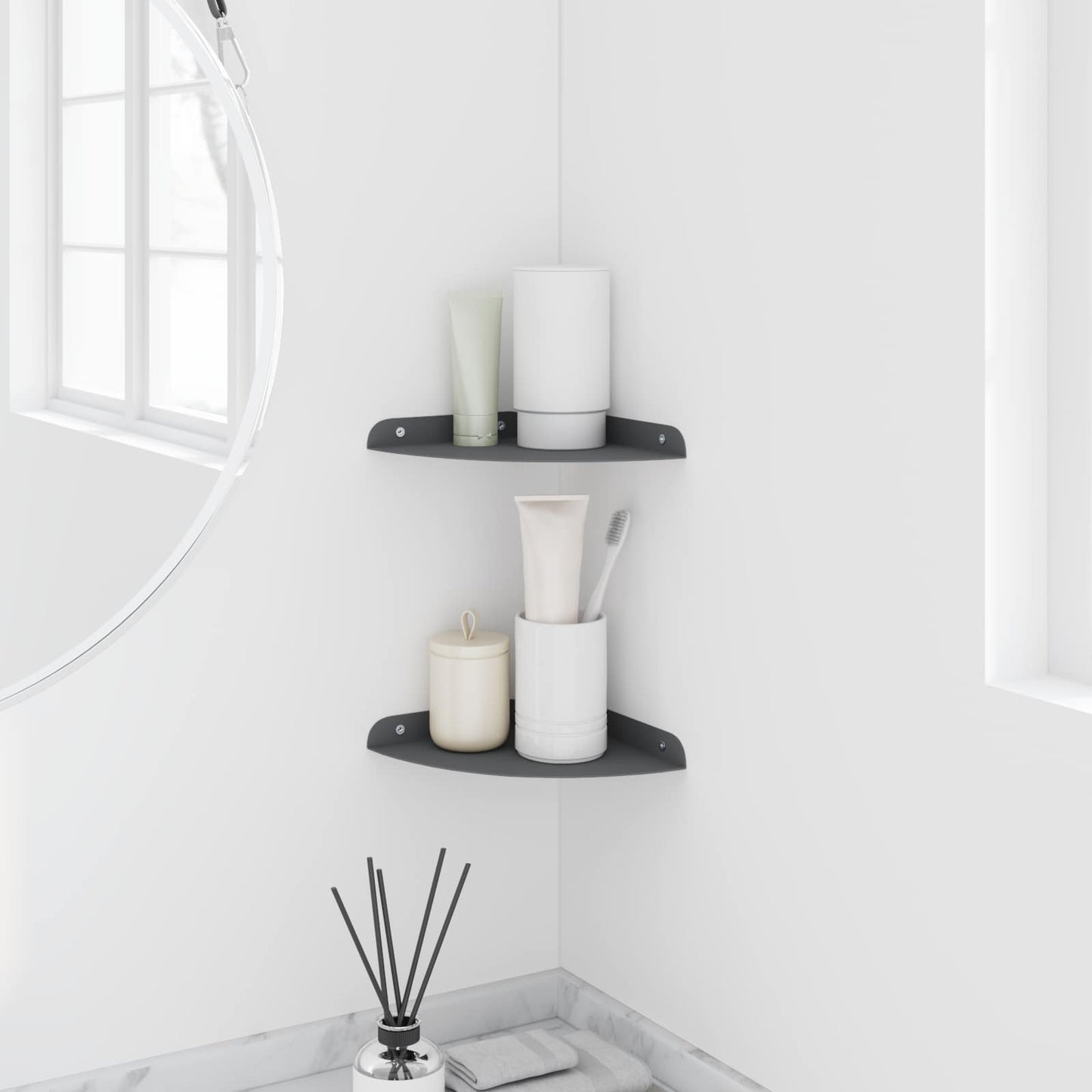 Mensola sospesa con lo scaffale 2 pcs Antracite 18 x 18 x 2 cm | homemem39