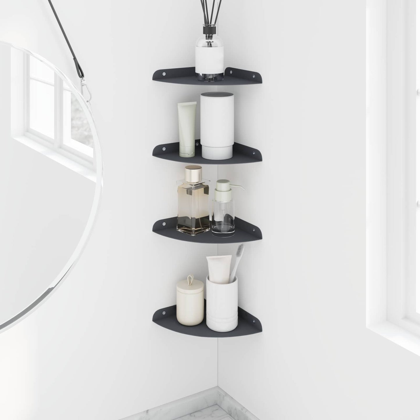 Mensola sospesa con lo scaffale 4 pcs Antracite 18 x 18 x 2 cm | homemem39