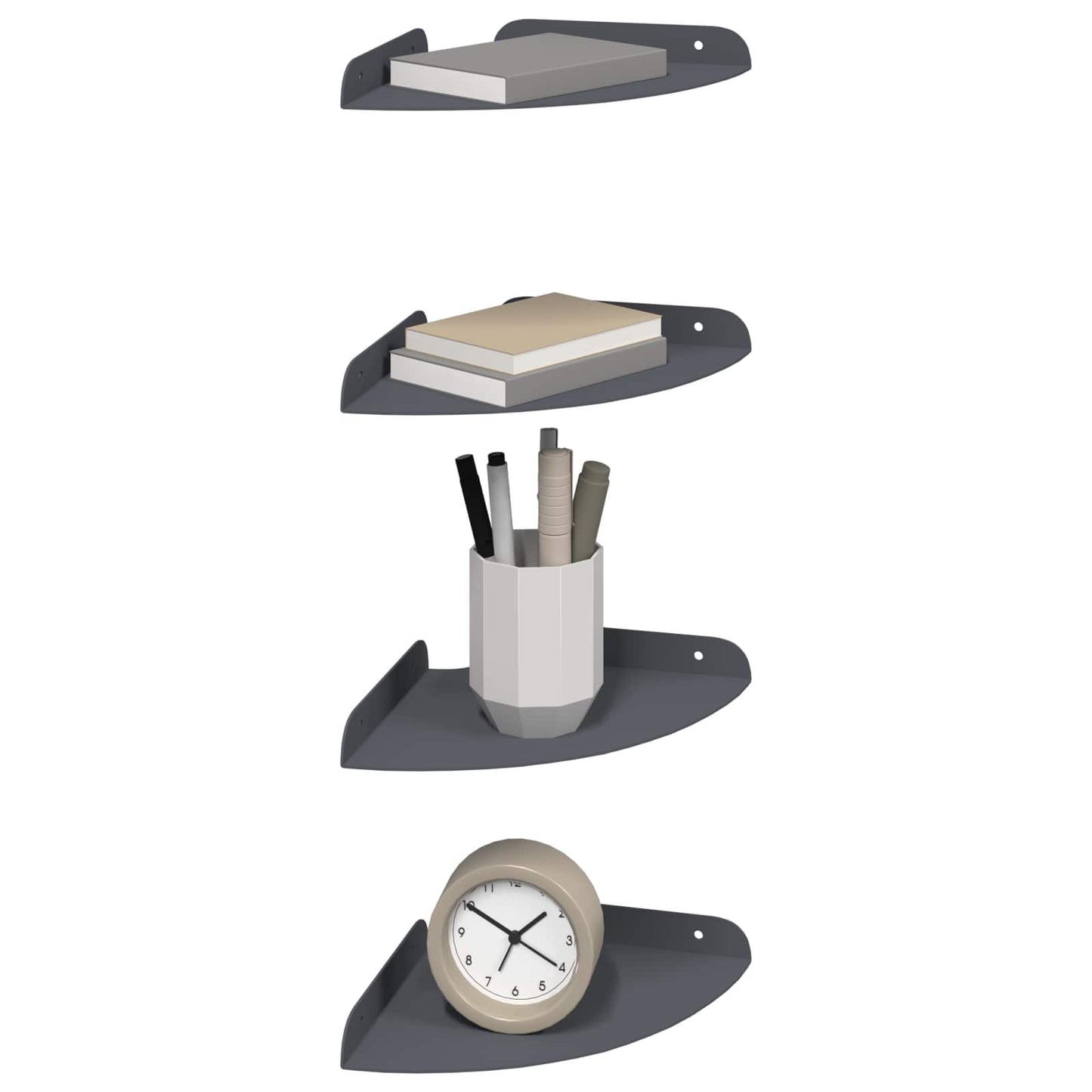 Mensola sospesa con lo scaffale 4 pcs Antracite 18 x 18 x 2 cm | homemem39