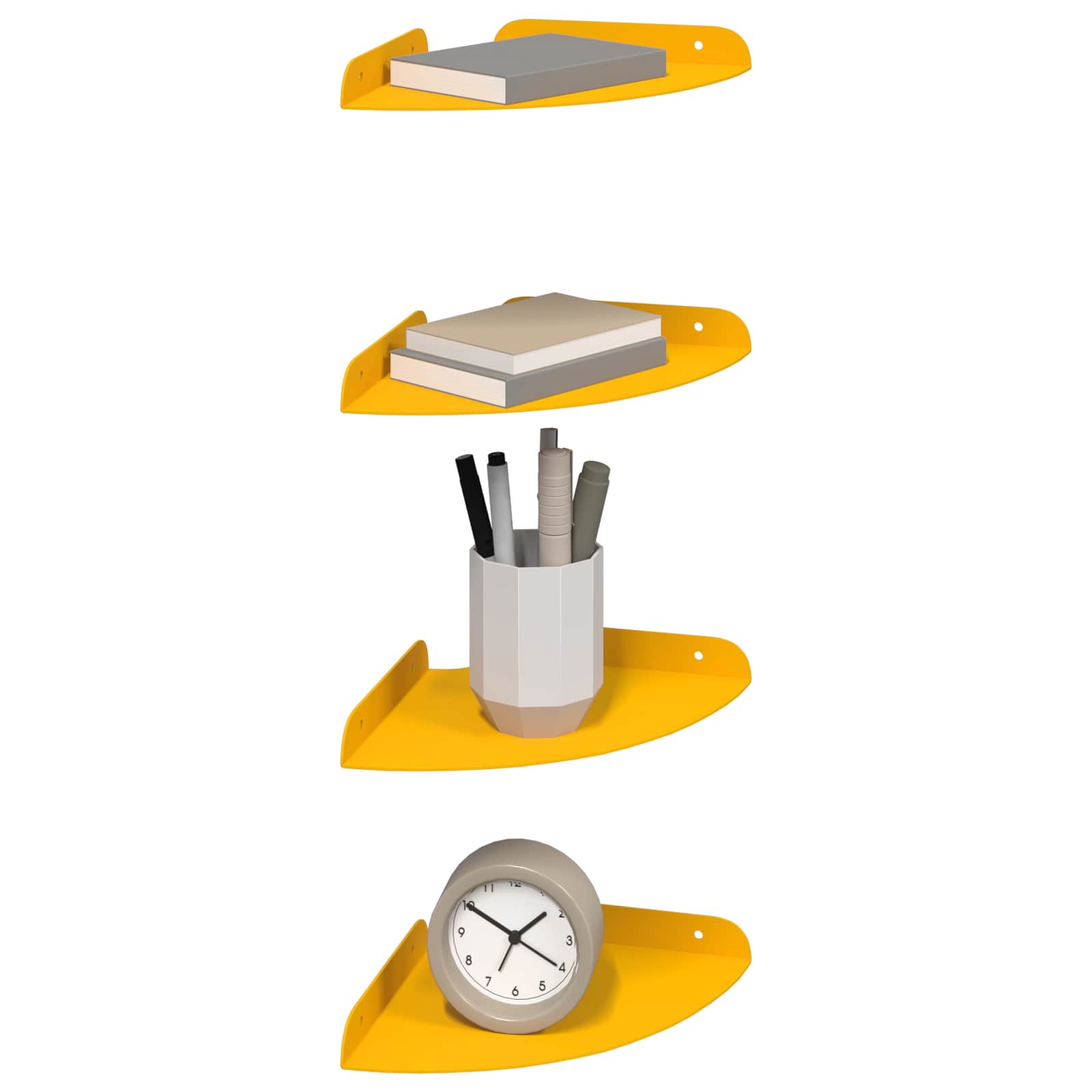 Mensola sospesa 4 pcs Giallo senape 18 x 18 x 2 cm | homemem39