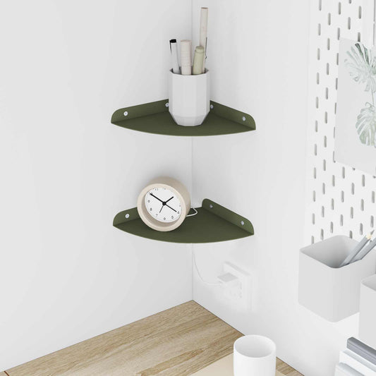 Mensola sospesa 2 pcs Verde oliva 18 x 18 x 2 cm | homemem39