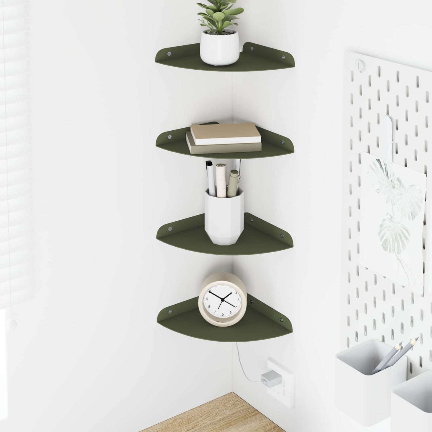 Mensola sospesa 4 pcs Verde oliva 18 x 18 x 2 cm | homemem39