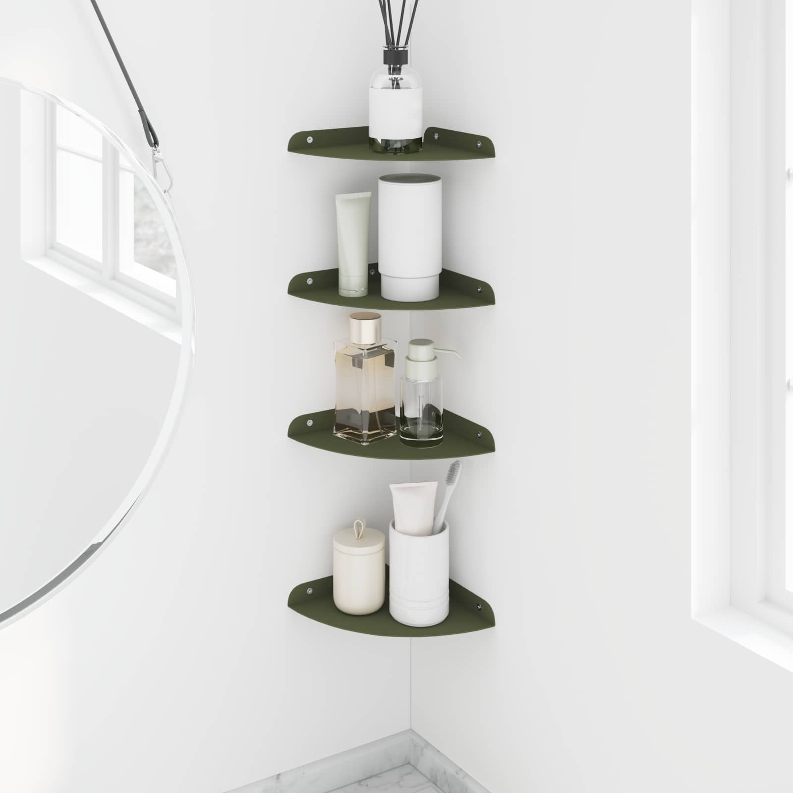 Mensola sospesa 4 pcs Verde oliva 18 x 18 x 2 cm | homemem39