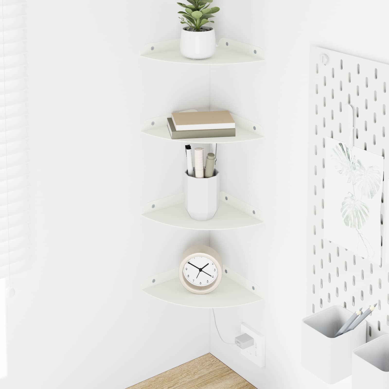 Mensola sospesa con lo scaffale 4 pcs Bianco 18 x 18 x 2 cm | homemem39