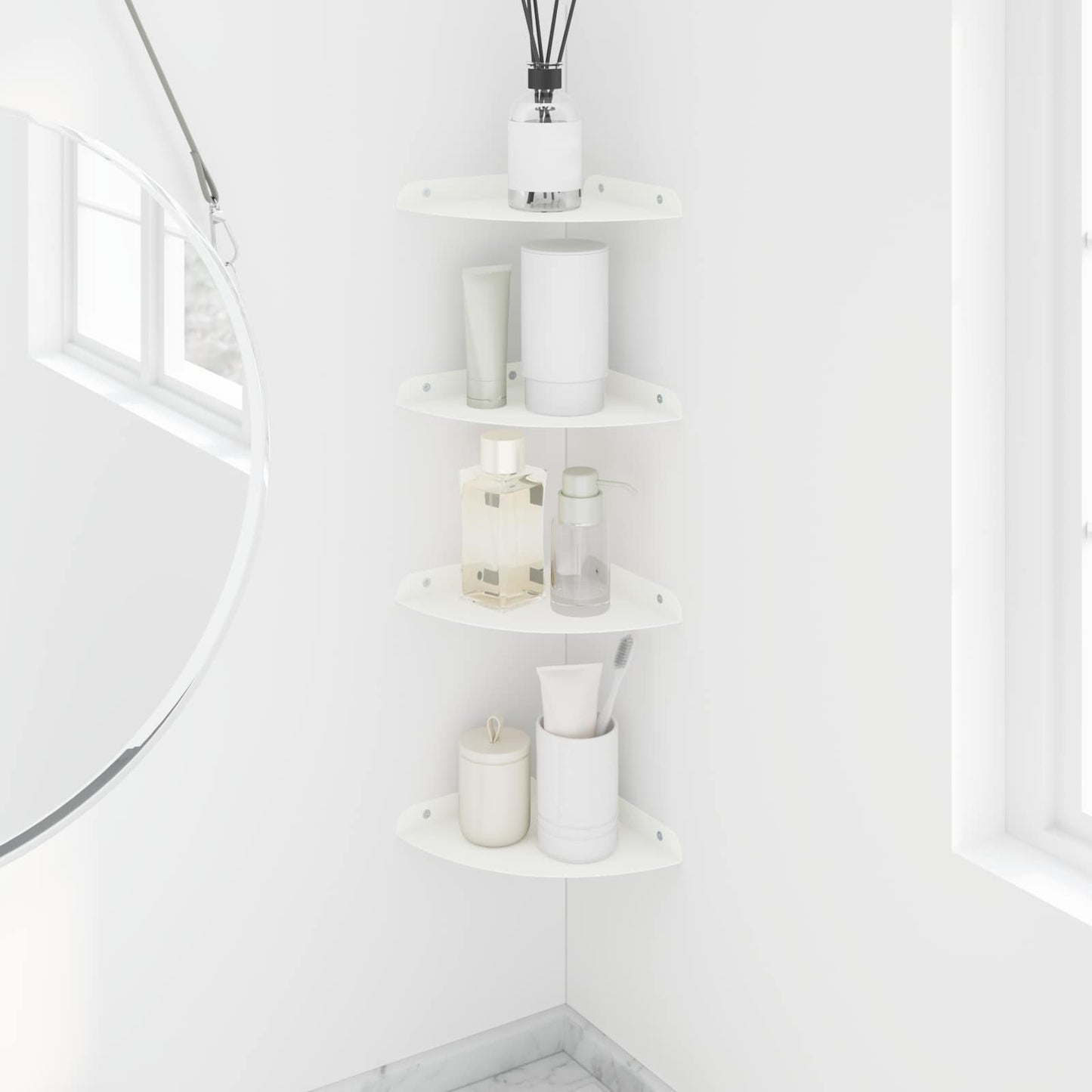 Mensola sospesa con lo scaffale 4 pcs Bianco 18 x 18 x 2 cm | homemem39