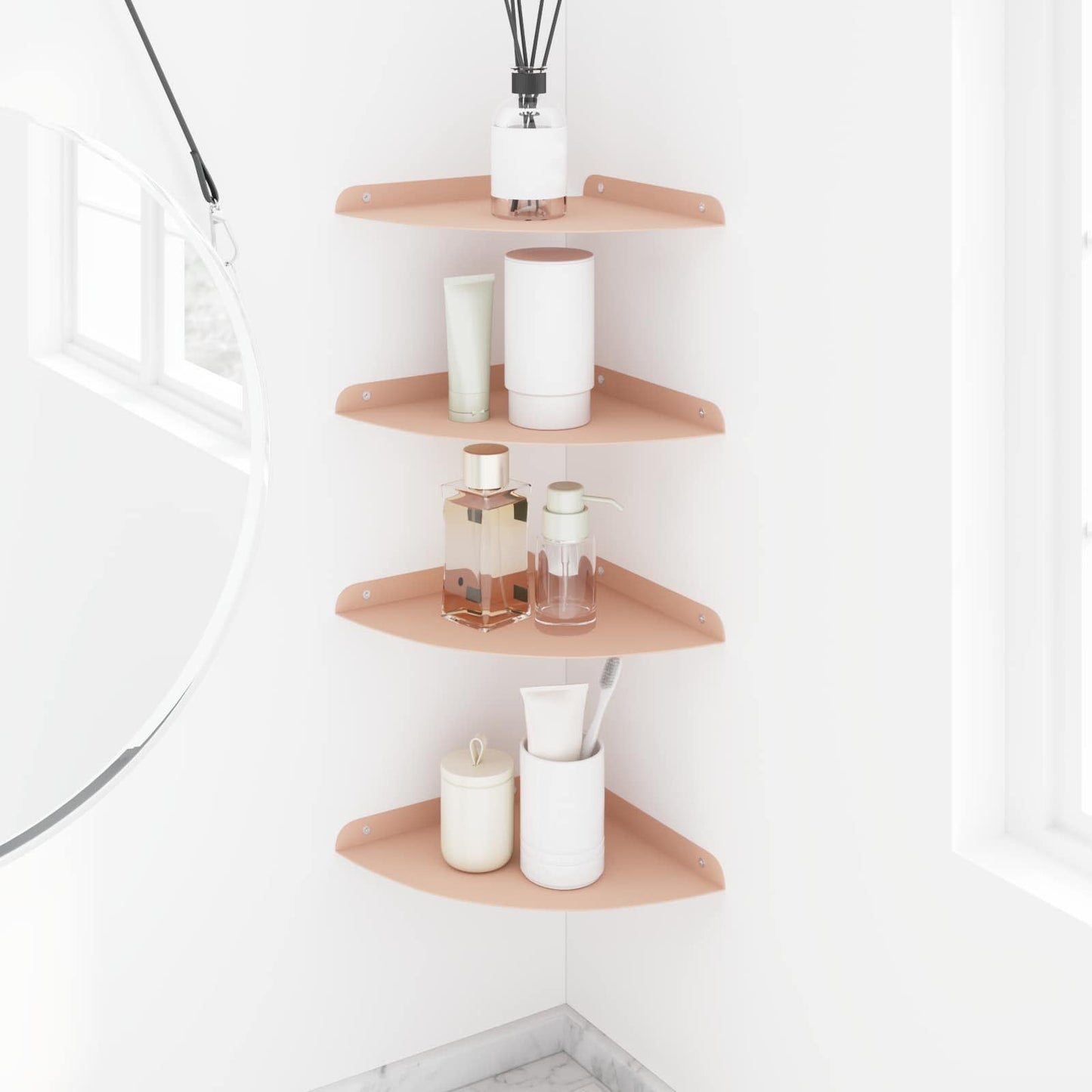Mensola sospesa con lo scaffale 4 pcs Rosa 24 x 24 x 2 cm | homemem39