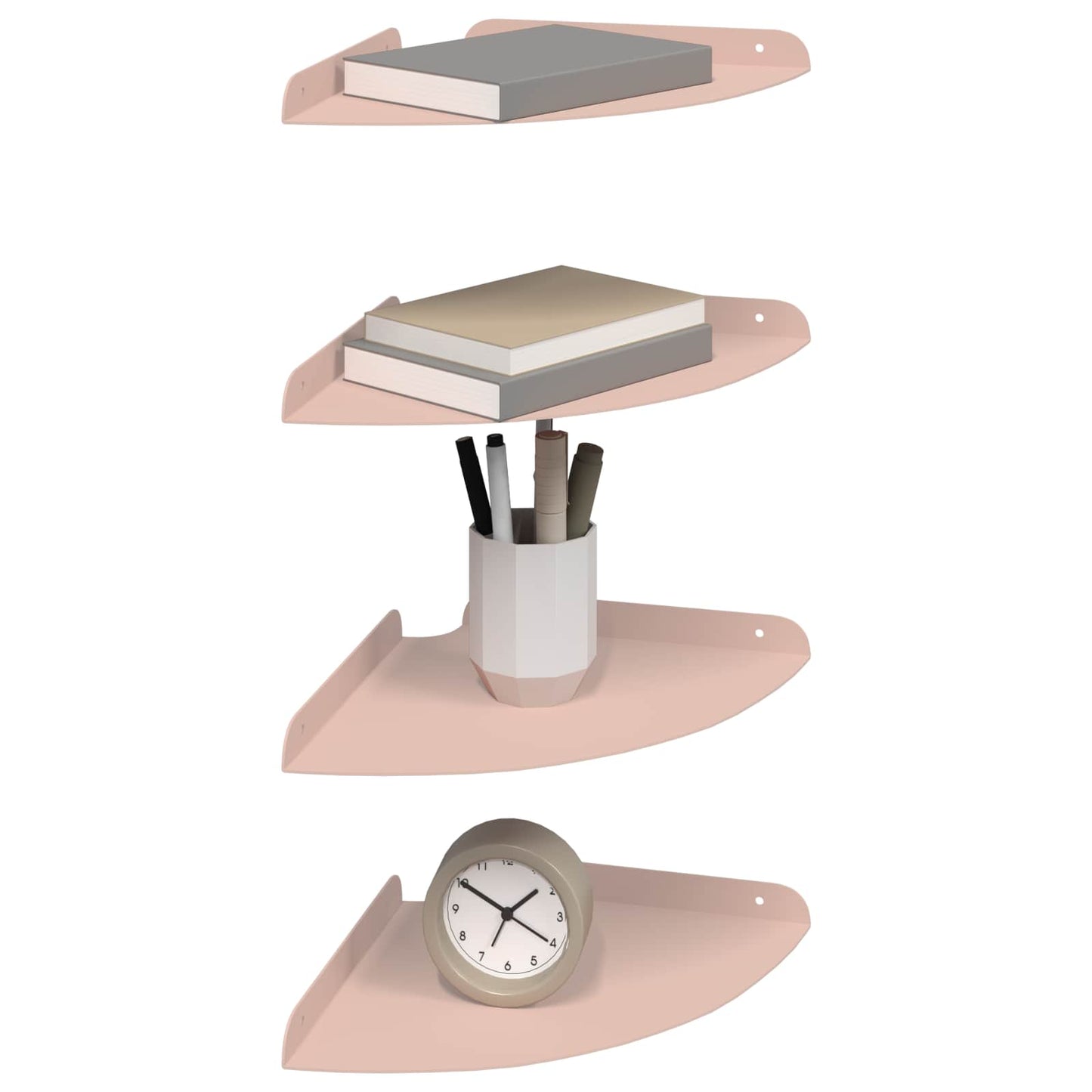 Mensola sospesa con lo scaffale 4 pcs Rosa 24 x 24 x 2 cm | homemem39