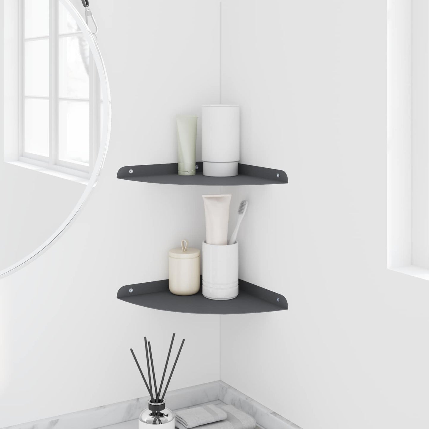 Mensola sospesa con lo scaffale 2 pcs Antracite 24 x 24 x 2 cm | homemem39