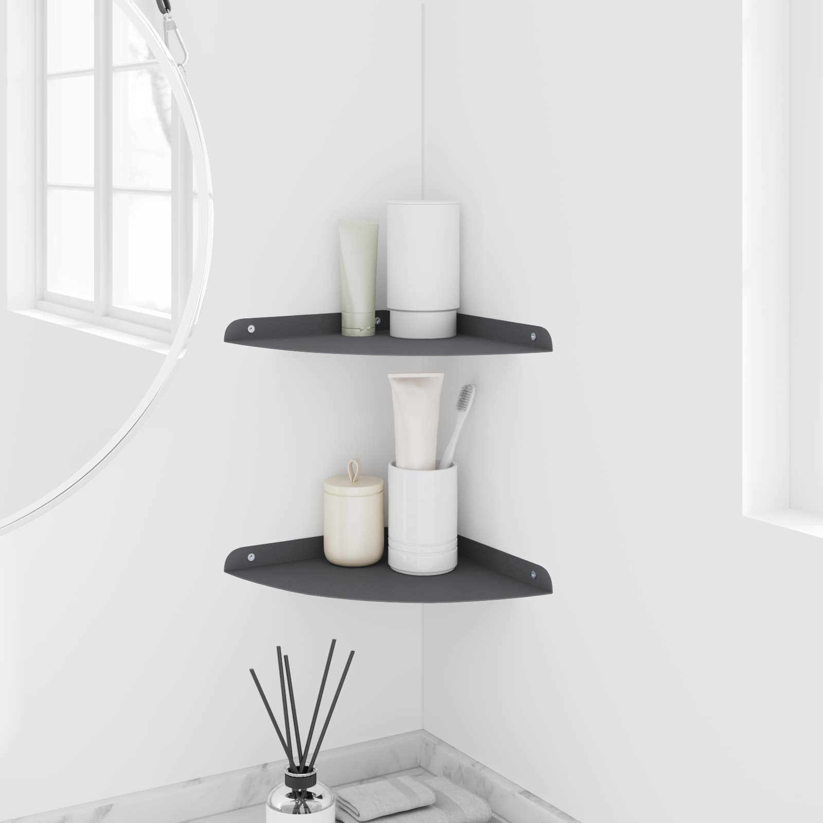 Mensola sospesa con lo scaffale 2 pcs Antracite 24 x 24 x 2 cm | homemem39