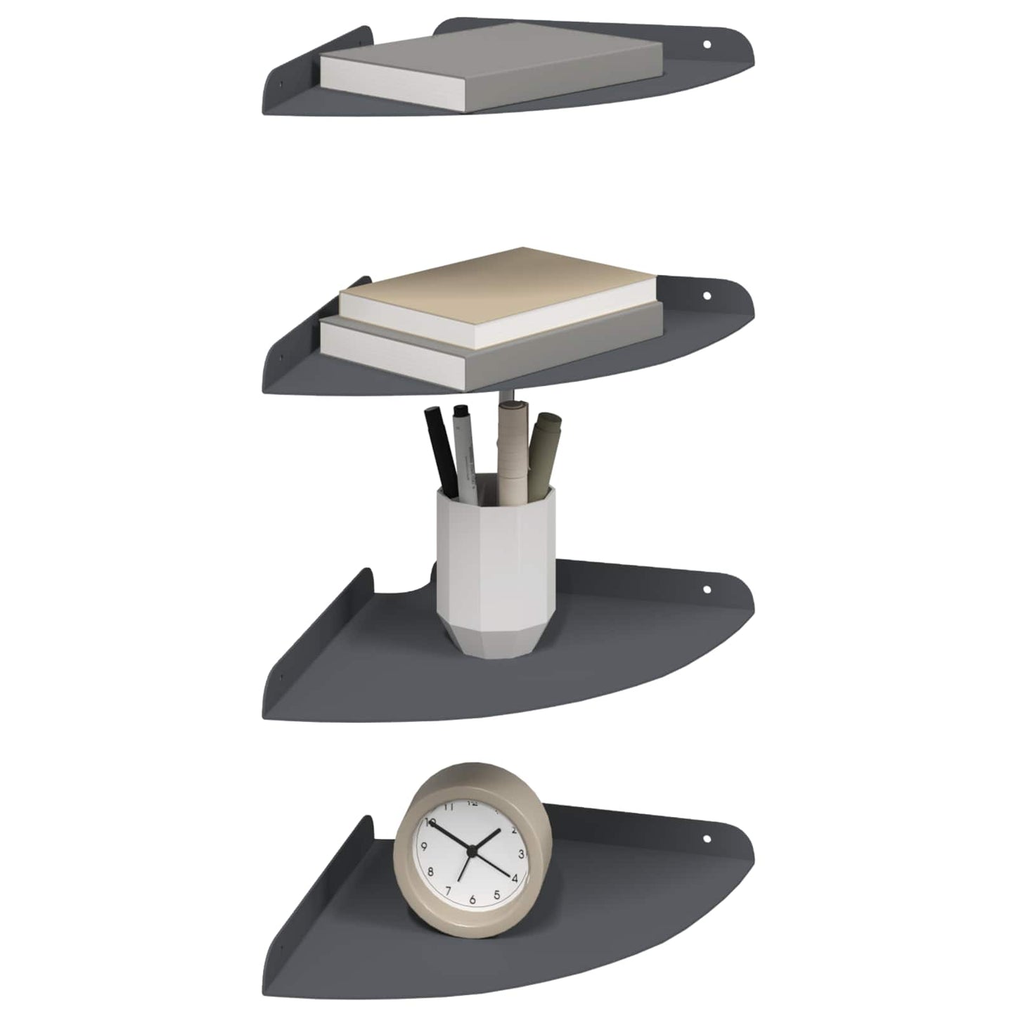 Mensola sospesa 4 pcs Antracite 24 x 24 x 2,3 cm | homemem39