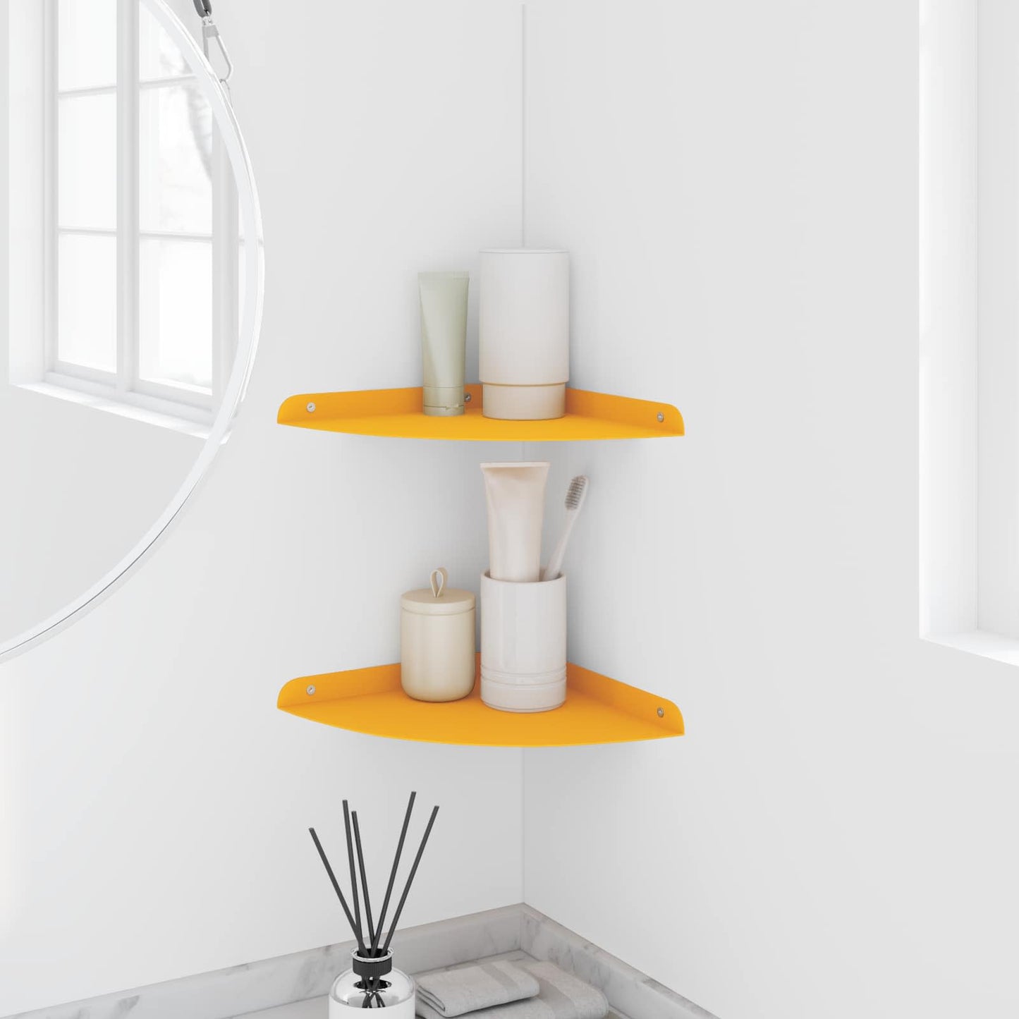 Mensola sospesa 2 pcs Giallo senape 24 x 24 x 2 cm | homemem39