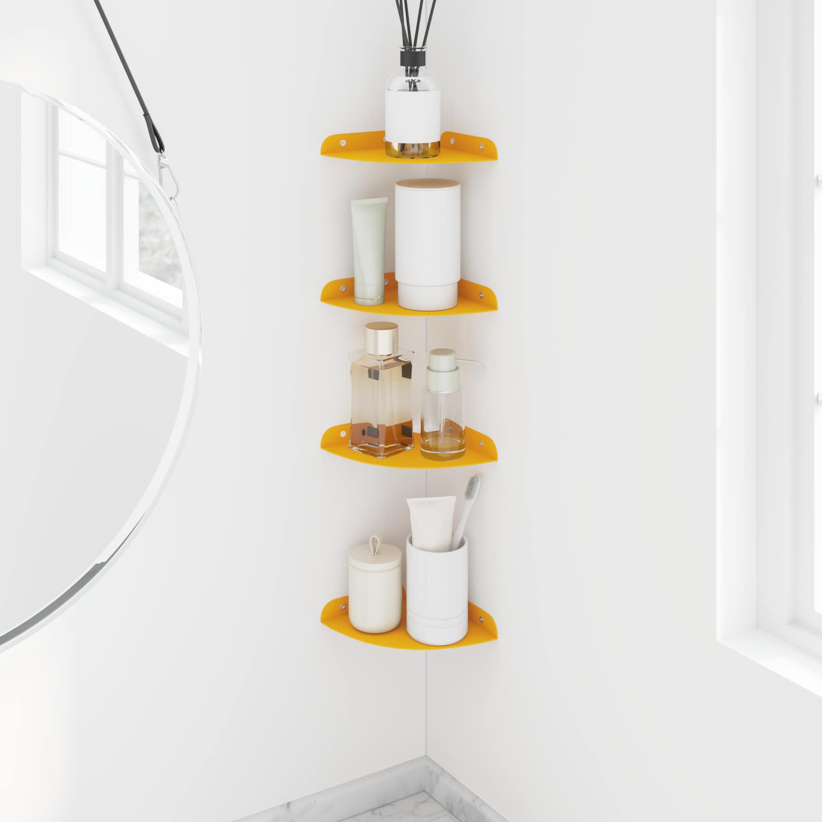 Mensola sospesa 4 pcs Giallo senape 24 x 24 x 2 cm | homemem39