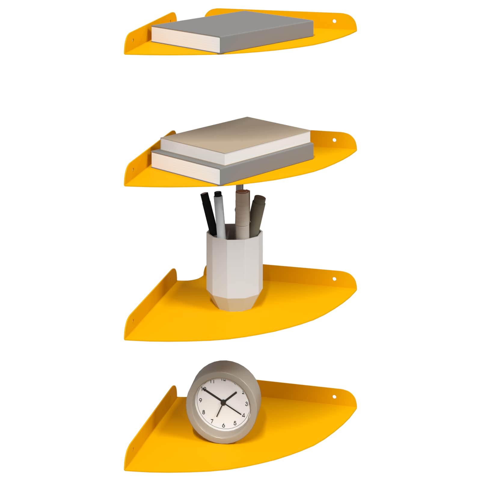 Mensola sospesa 4 pcs Giallo senape 24 x 24 x 2 cm | homemem39