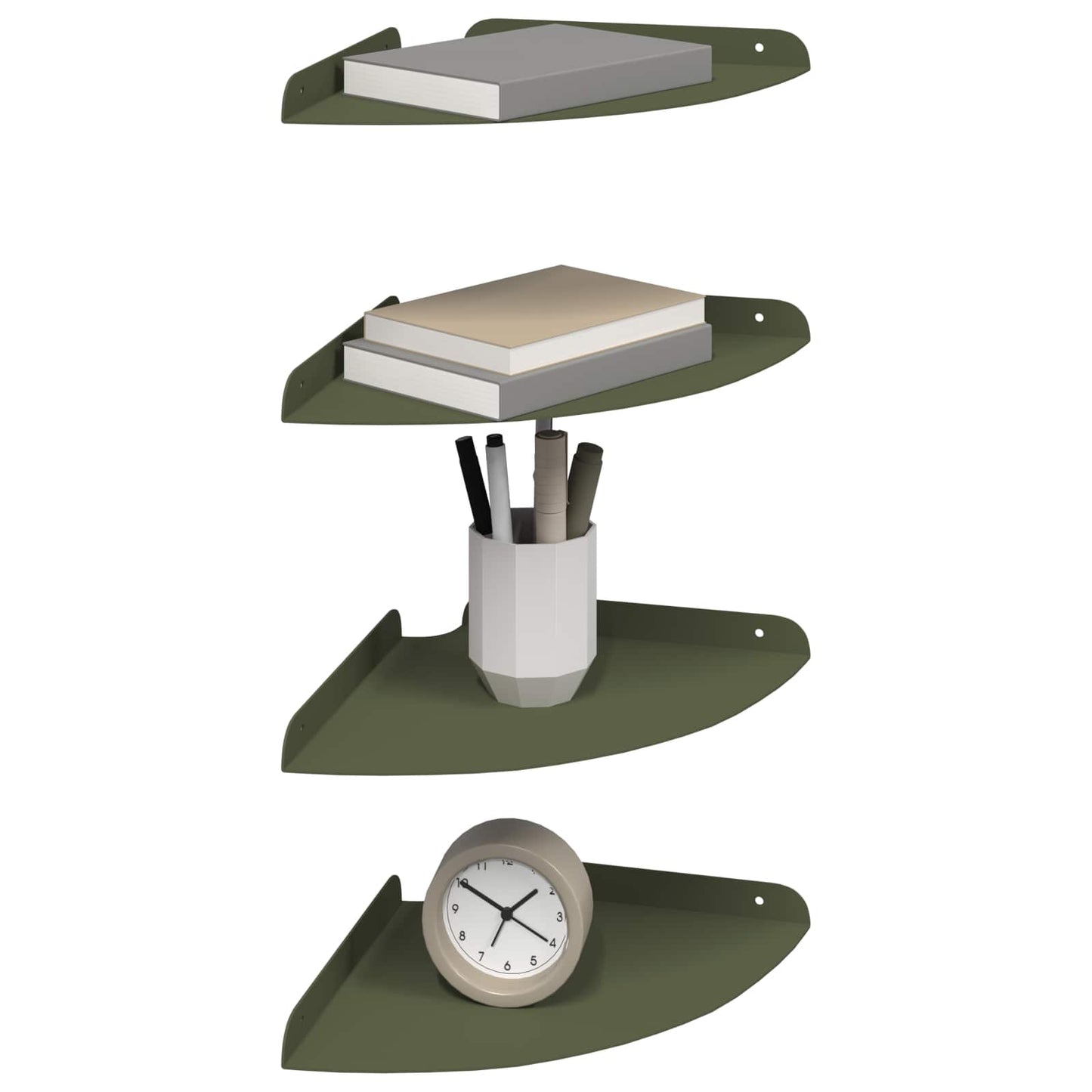 Mensola sospesa 4 pcs Verde oliva 24 x 24 x 2 cm | homemem39