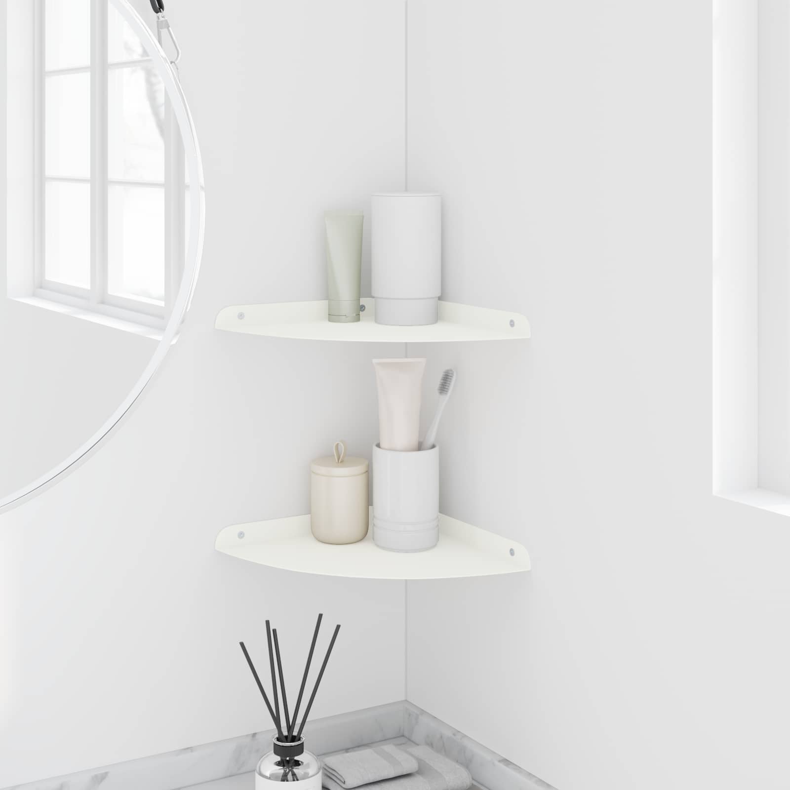 Mensola sospesa con lo scaffale 2 pcs Bianco 24 x 24 x 2 cm | homemem39