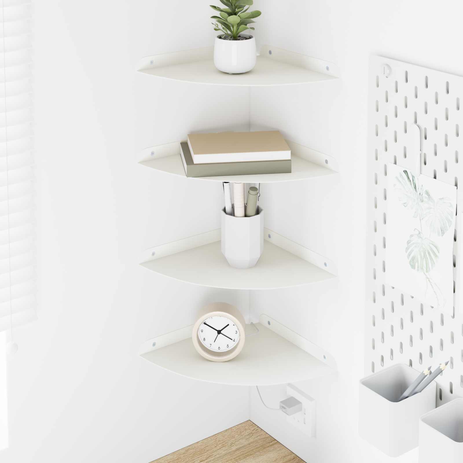 Mensola sospesa con lo scaffale 4 pcs Bianco 24 x 24 x 2 cm | homemem39