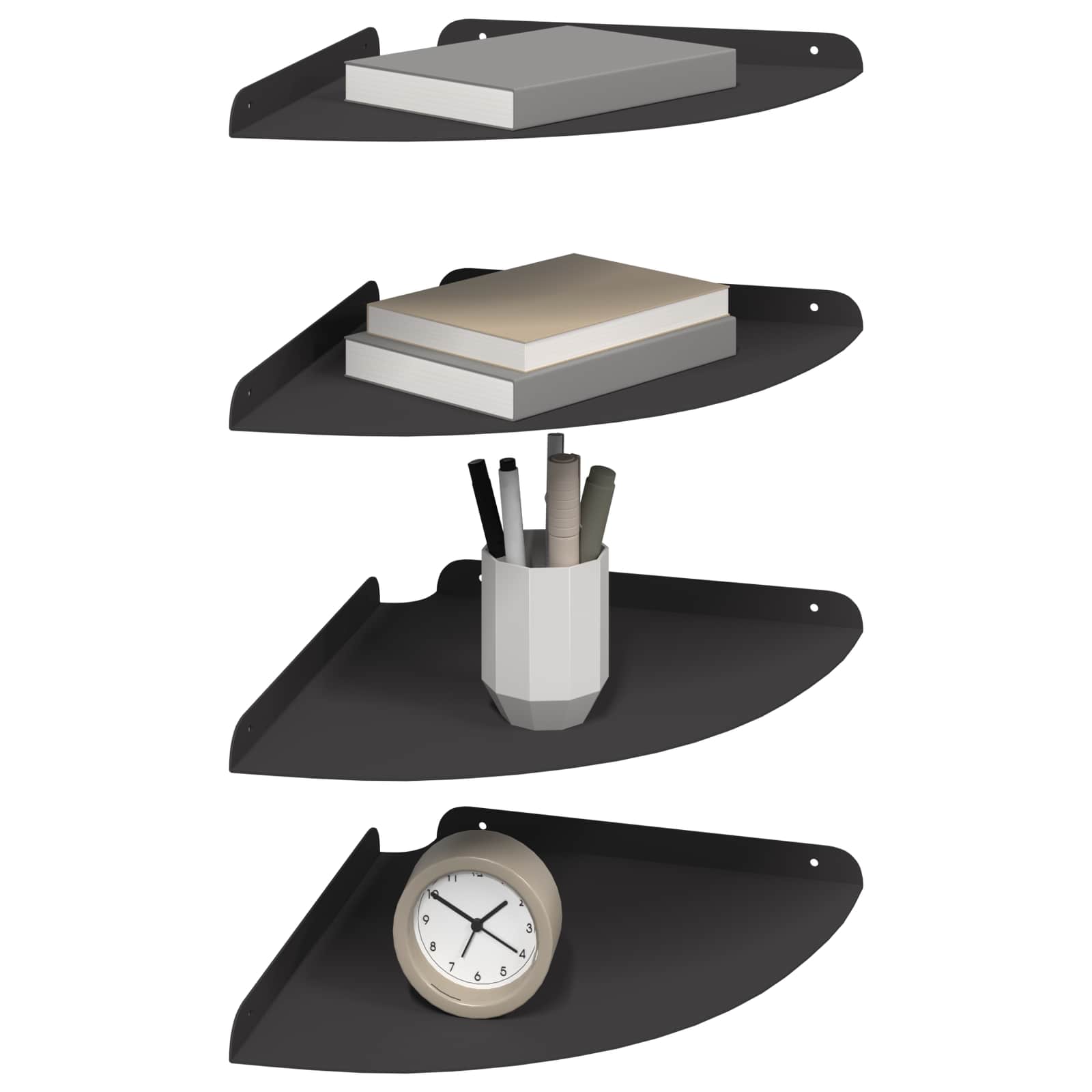 Mensola sospesa con lo scaffale 4 pcs Nero 30 x 30 x 2 cm | homemem39