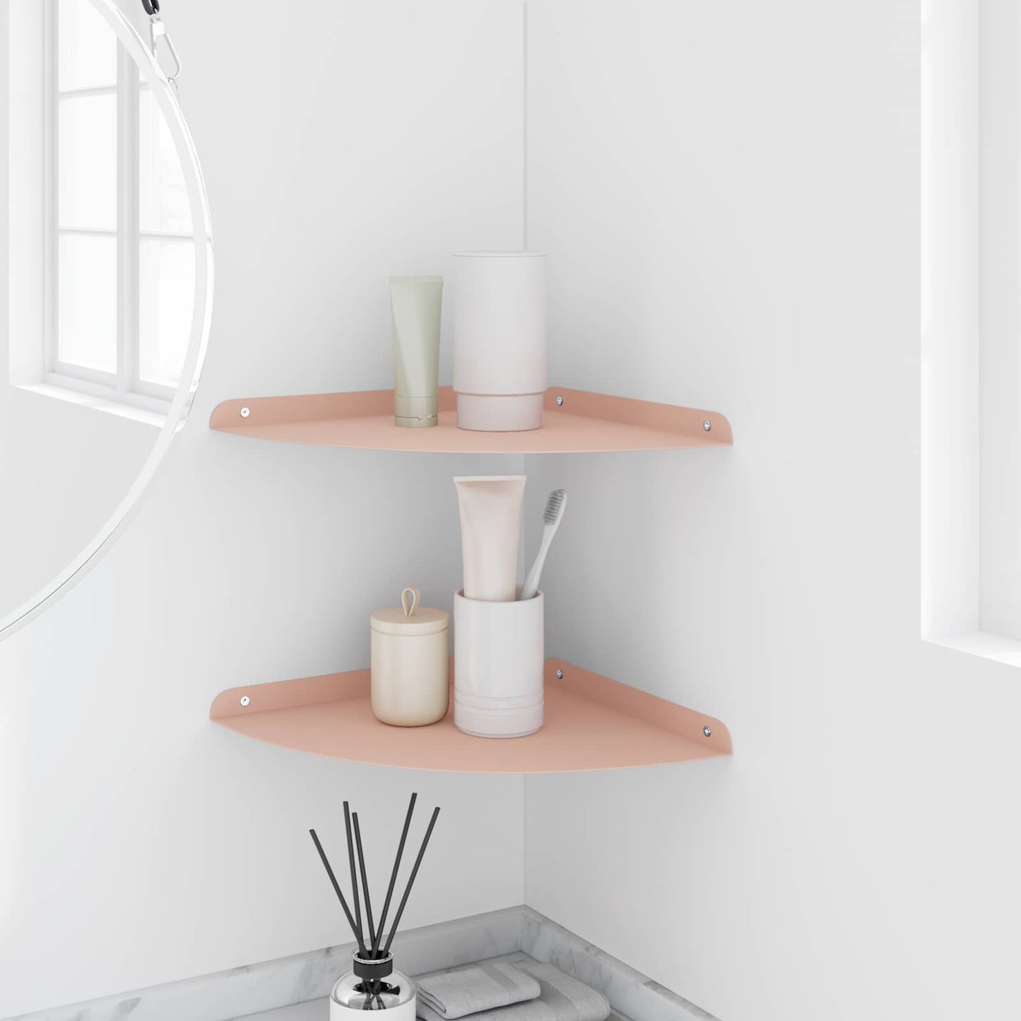 Mensola sospesa con lo scaffale 2 pcs Rosa 30 x 30 x 2 cm | homemem39