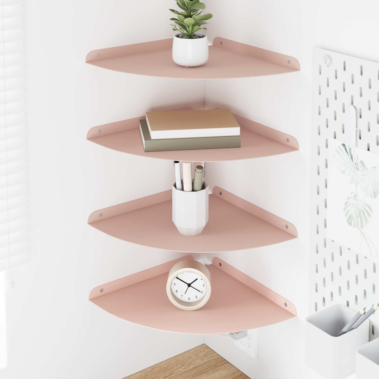 Mensola sospesa con lo scaffale 4 pcs Rosa 30 x 30 x 2 cm | homemem39
