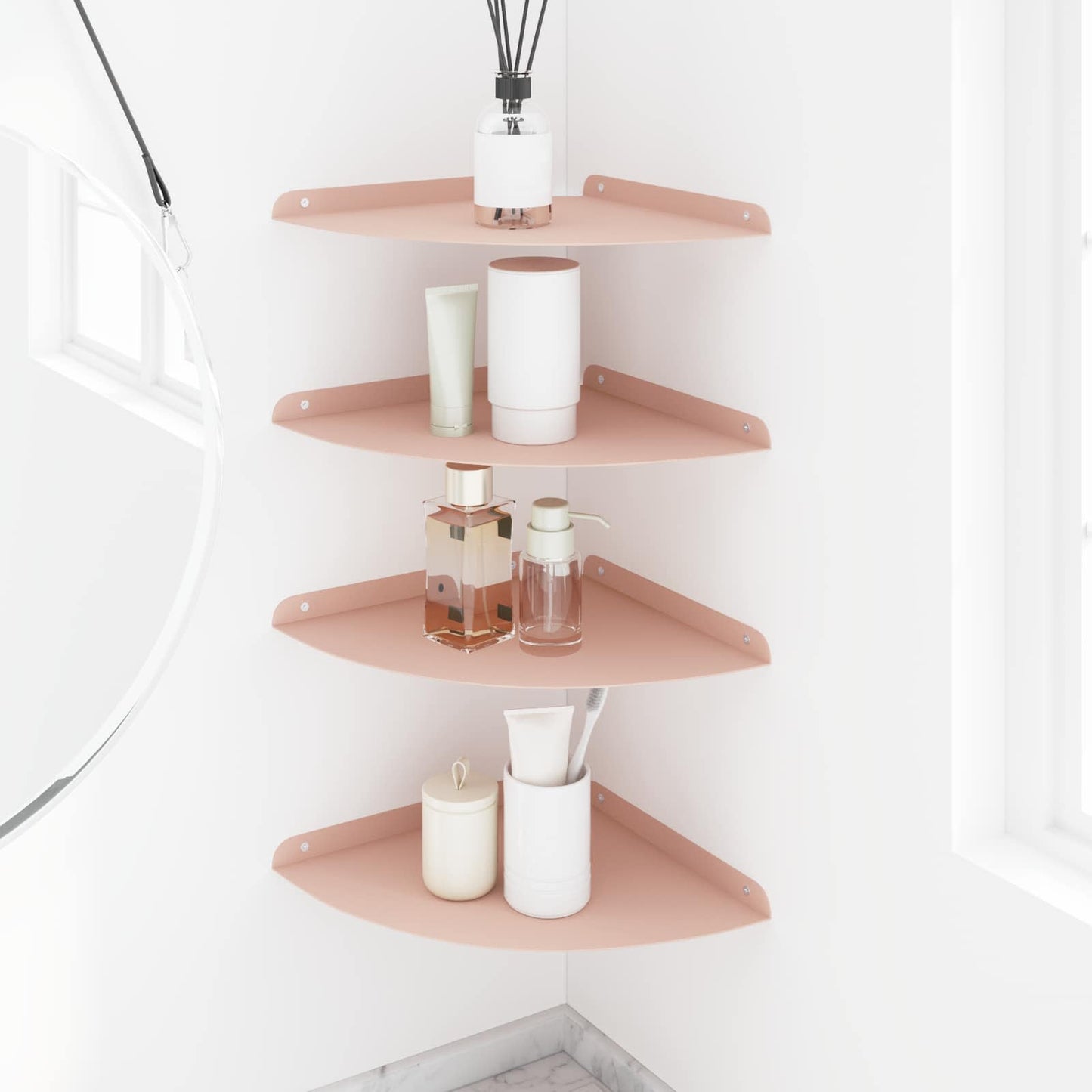 Mensola sospesa con lo scaffale 4 pcs Rosa 30 x 30 x 2 cm | homemem39