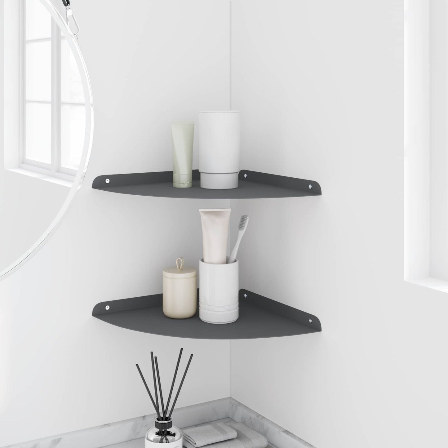 Mensola sospesa con lo scaffale 2 pcs Antracite 30 x 30 x 2 cm | homemem39