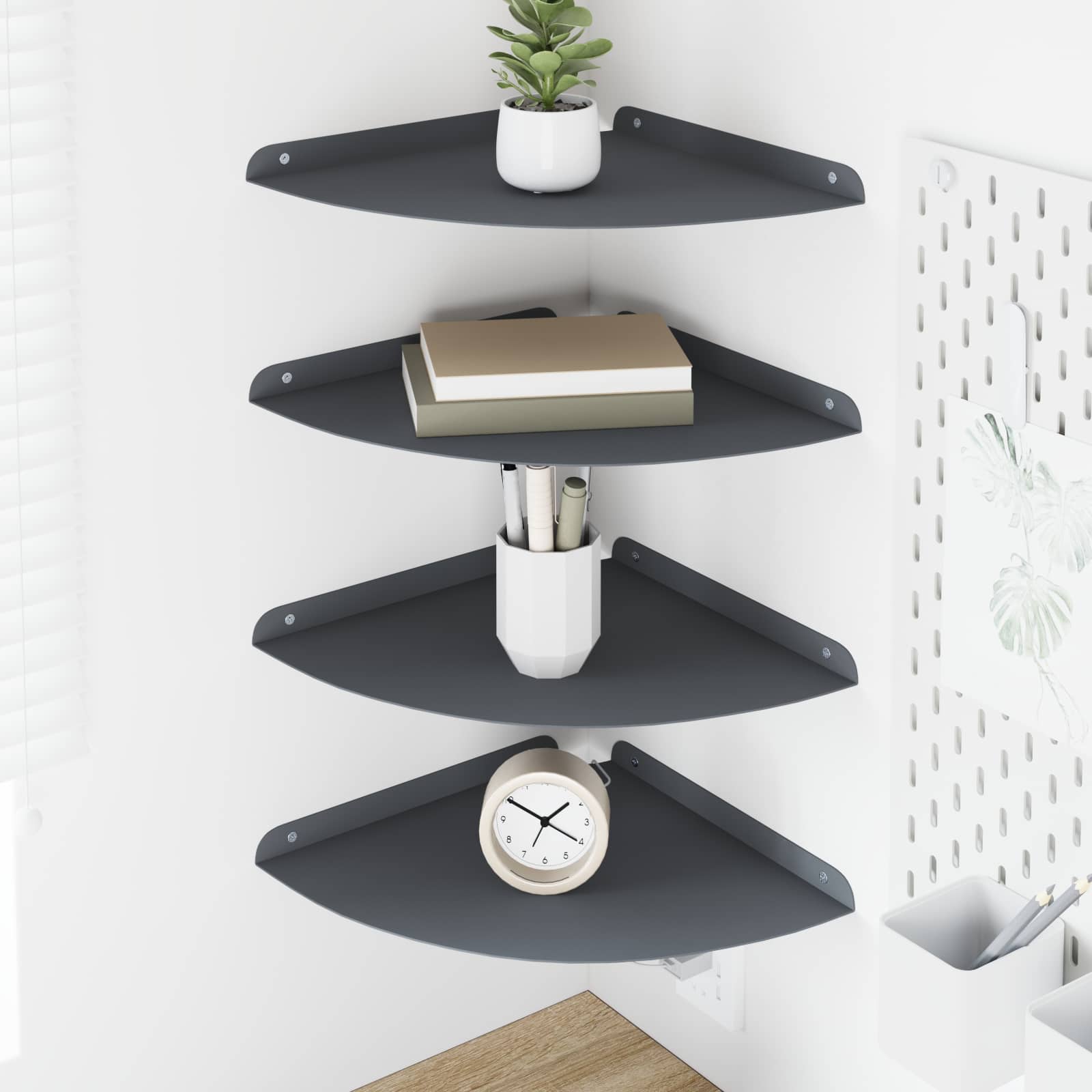 Mensola sospesa con lo scaffale 4 pcs Antracite 30 x 30 x 2 cm | homemem39