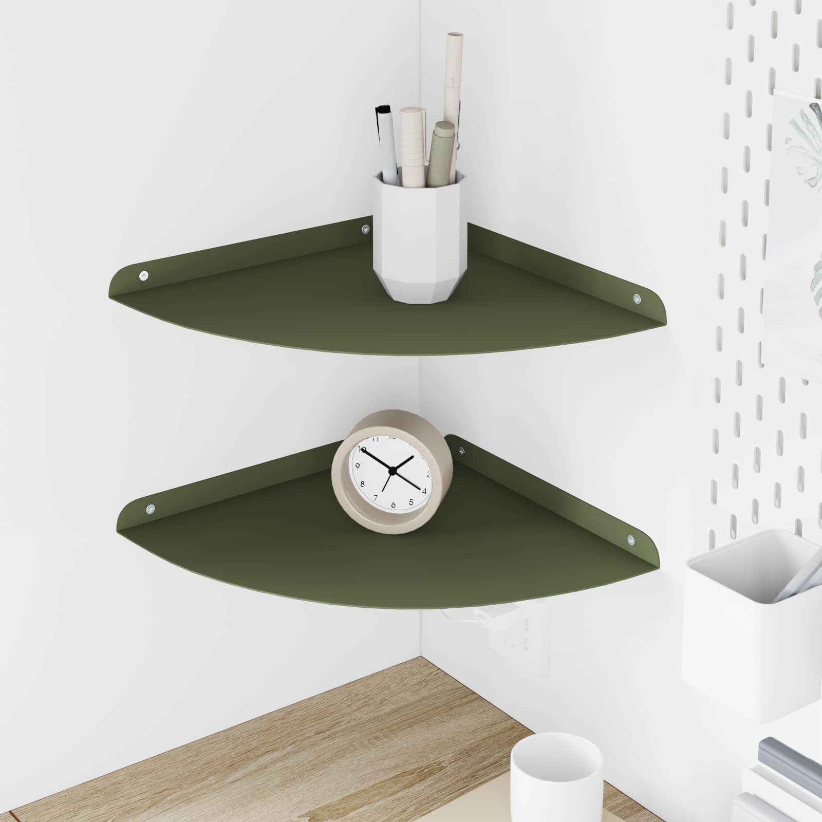 Mensola sospesa 2 pcs Verde oliva 30 x 30 x 2 cm | homemem39