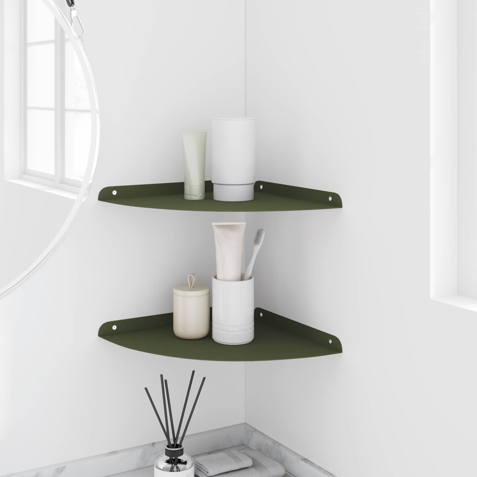 Mensola sospesa 2 pcs Verde oliva 30 x 30 x 2 cm | homemem39