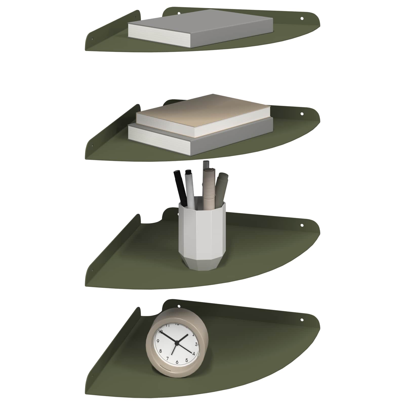 Mensola sospesa 4 pcs Oliver verde 30 x 30 x 2 cm | homemem39
