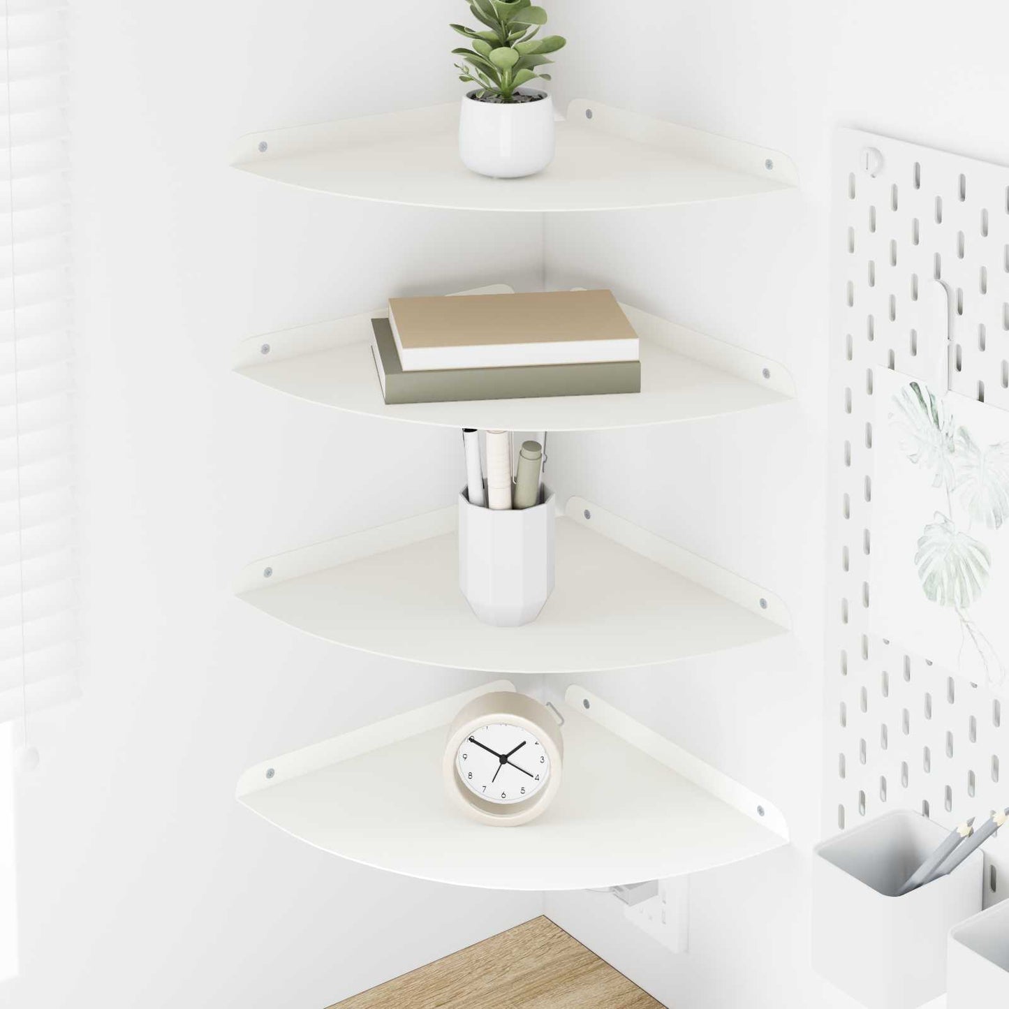 Mensola sospesa con lo scaffale 4 pcs Bianco 30 x 30 x 2 cm | homemem39