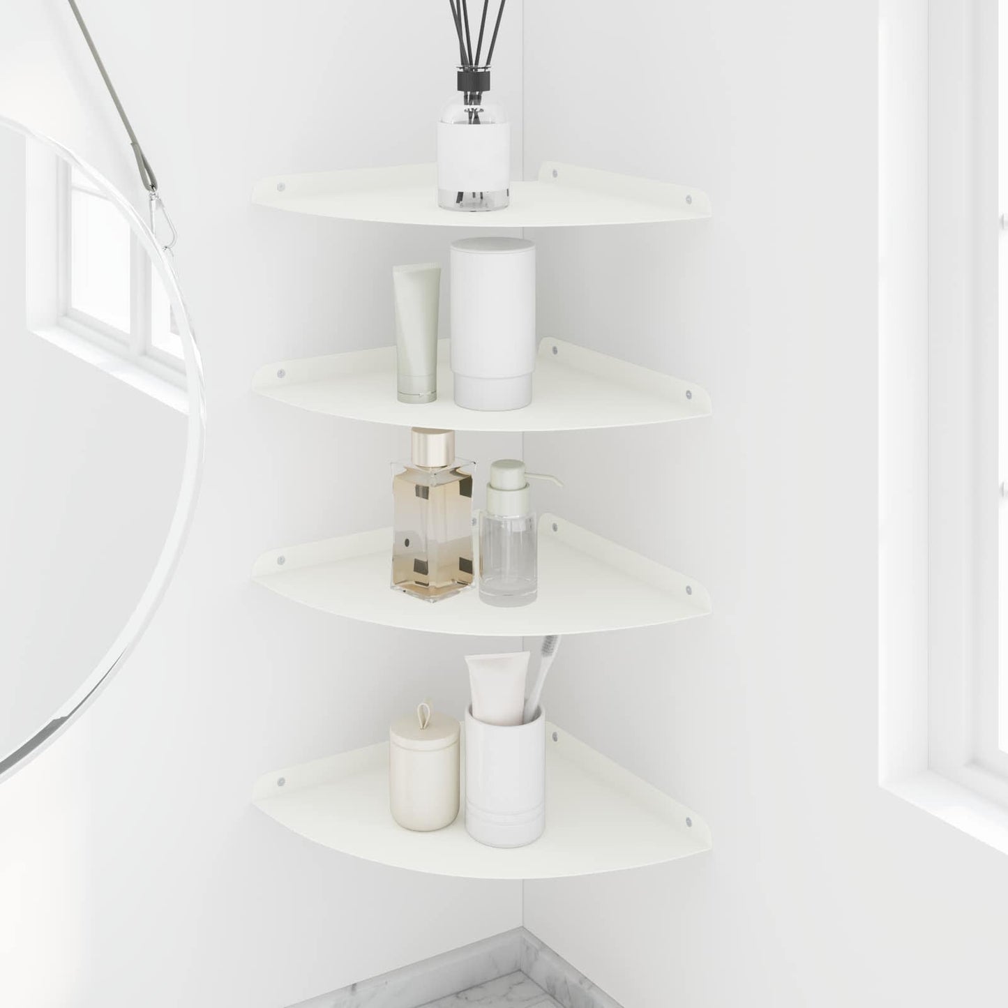 Mensola sospesa con lo scaffale 4 pcs Bianco 30 x 30 x 2 cm | homemem39