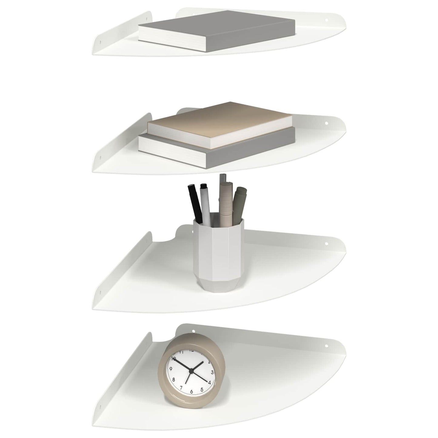 Mensola sospesa con lo scaffale 4 pcs Bianco 30 x 30 x 2 cm | homemem39