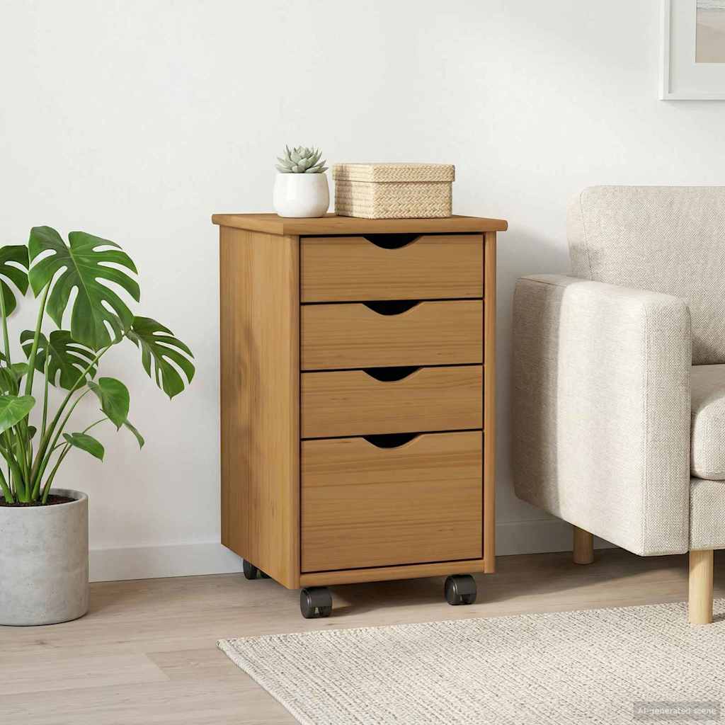 Mobile con Ruote con ruota MOSS Marrone Miele 34 x 39 x 56 cm | homemem39