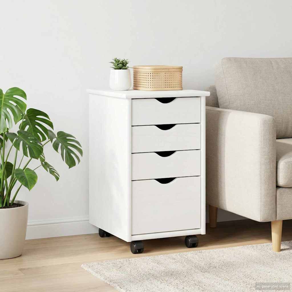 Mobile con Ruote Bianco 34 x 39 x 56 cm Legno di pino massiccio | homemem39