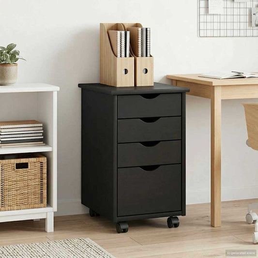 Mobile con Ruote Grigio 34 x 39 x 56 cm Legno di pino massiccio | homemem39