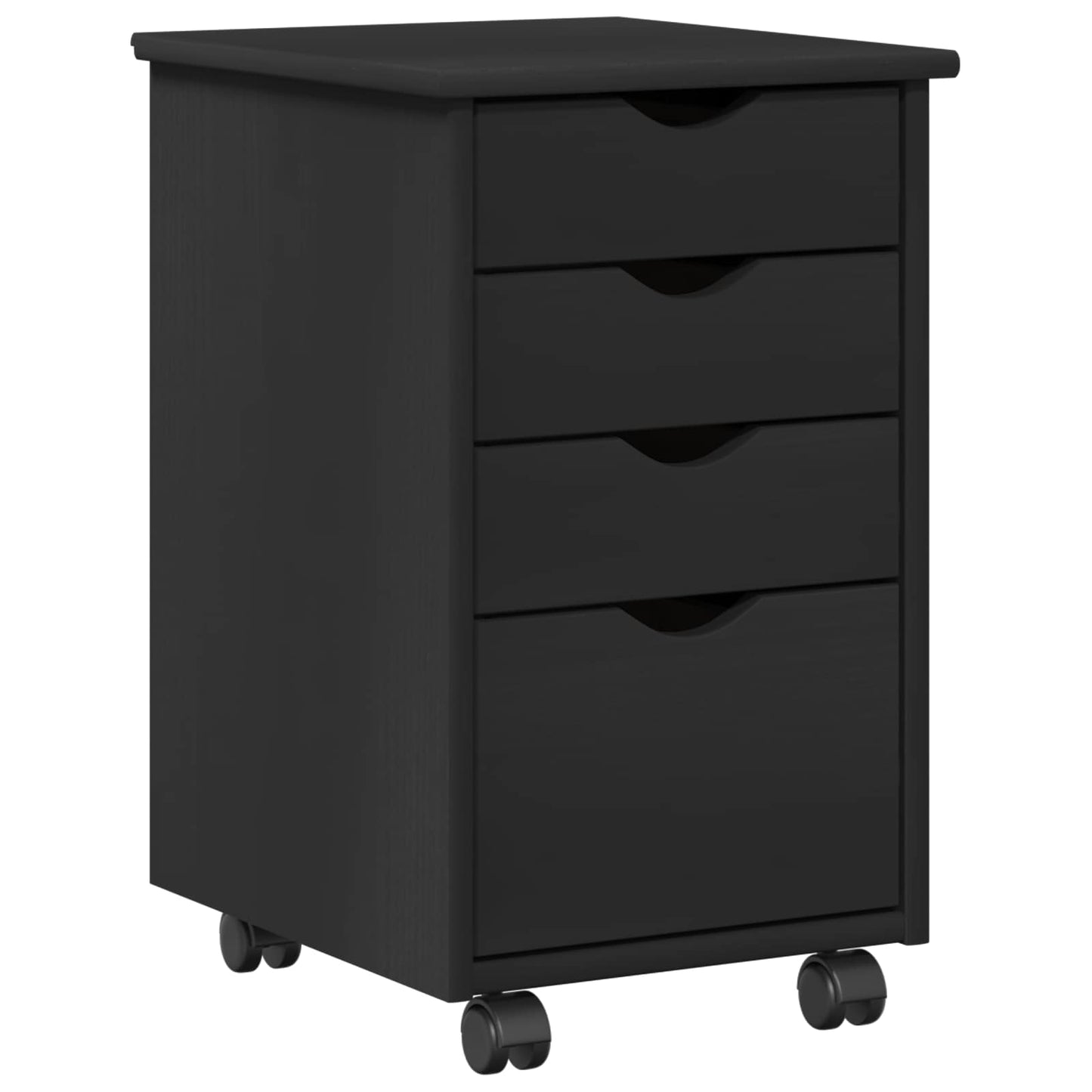 Mobile con Ruote Nero 34 x 39 x 56 cm Legno di pino massiccio | homemem39