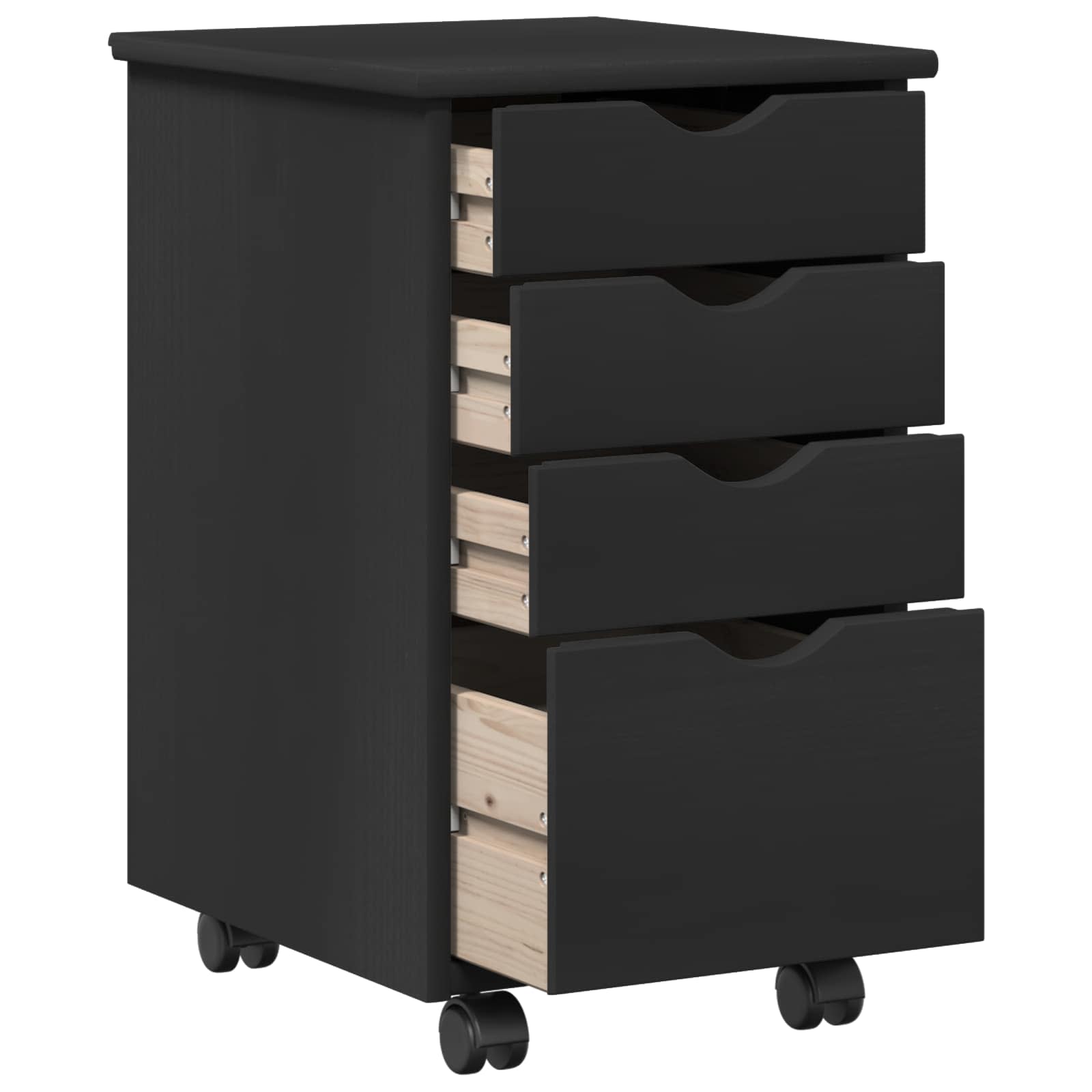 Mobile con Ruote Nero 34 x 39 x 56 cm Legno di pino massiccio | homemem39