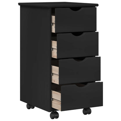 Mobile con Ruote Nero 34 x 39 x 65,5 cm Legno di Pino Massello | homemem39