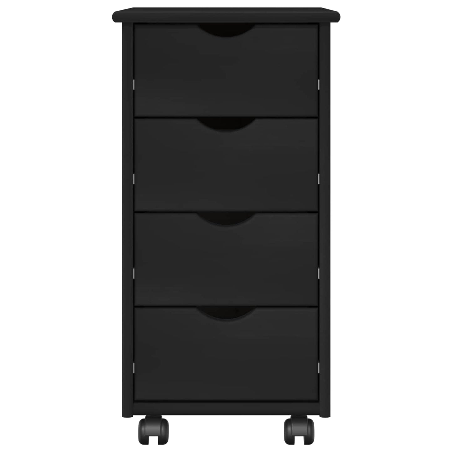 Mobile con Ruote Nero 34 x 39 x 65,5 cm Legno di Pino Massello