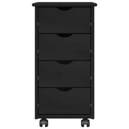 Mobile con Ruote Nero 34 x 39 x 65,5 cm Legno di Pino Massello
