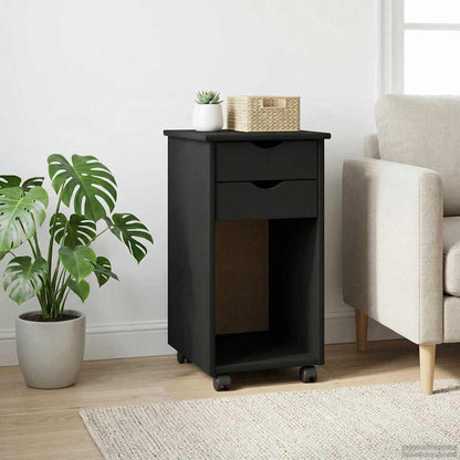 Mobile con Ruote Nero 34 x 39 x 65,5 cm Legno di pino massiccio | homemem39