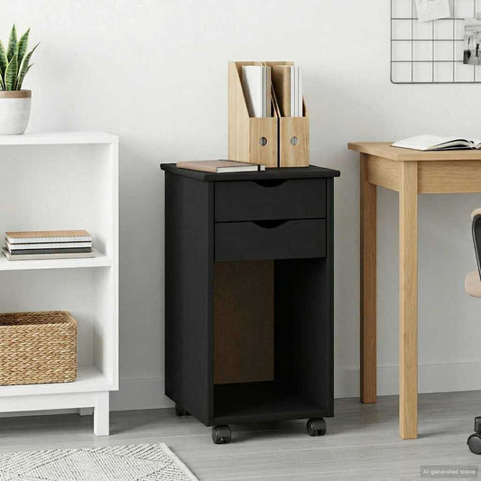 Mobile con Ruote Nero 34 x 39 x 65,5 cm Legno di pino massiccio | homemem39