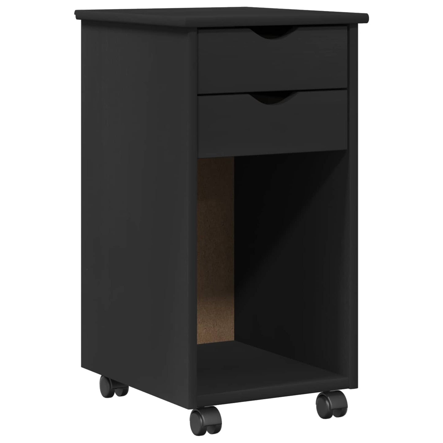 Mobile con Ruote Nero 34 x 39 x 65,5 cm Legno di pino massiccio