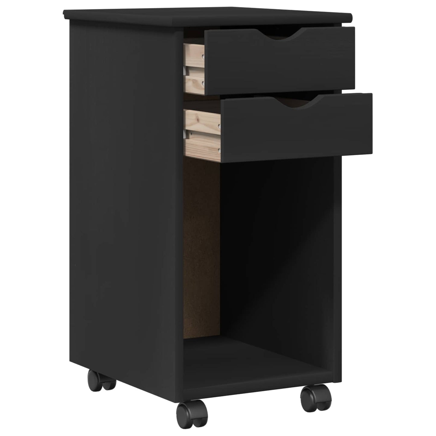 Mobile con Ruote Nero 34 x 39 x 65,5 cm Legno di pino massiccio | homemem39
