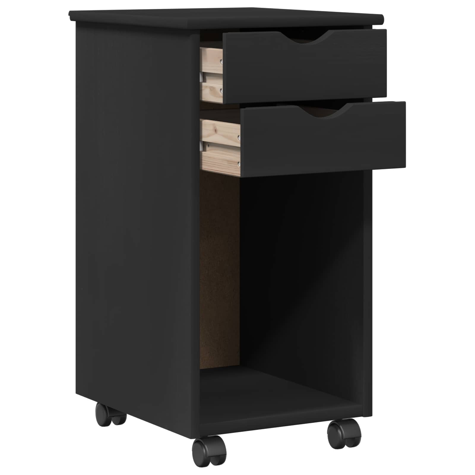 Mobile con Ruote Nero 34 x 39 x 65,5 cm Legno di pino massiccio | homemem39