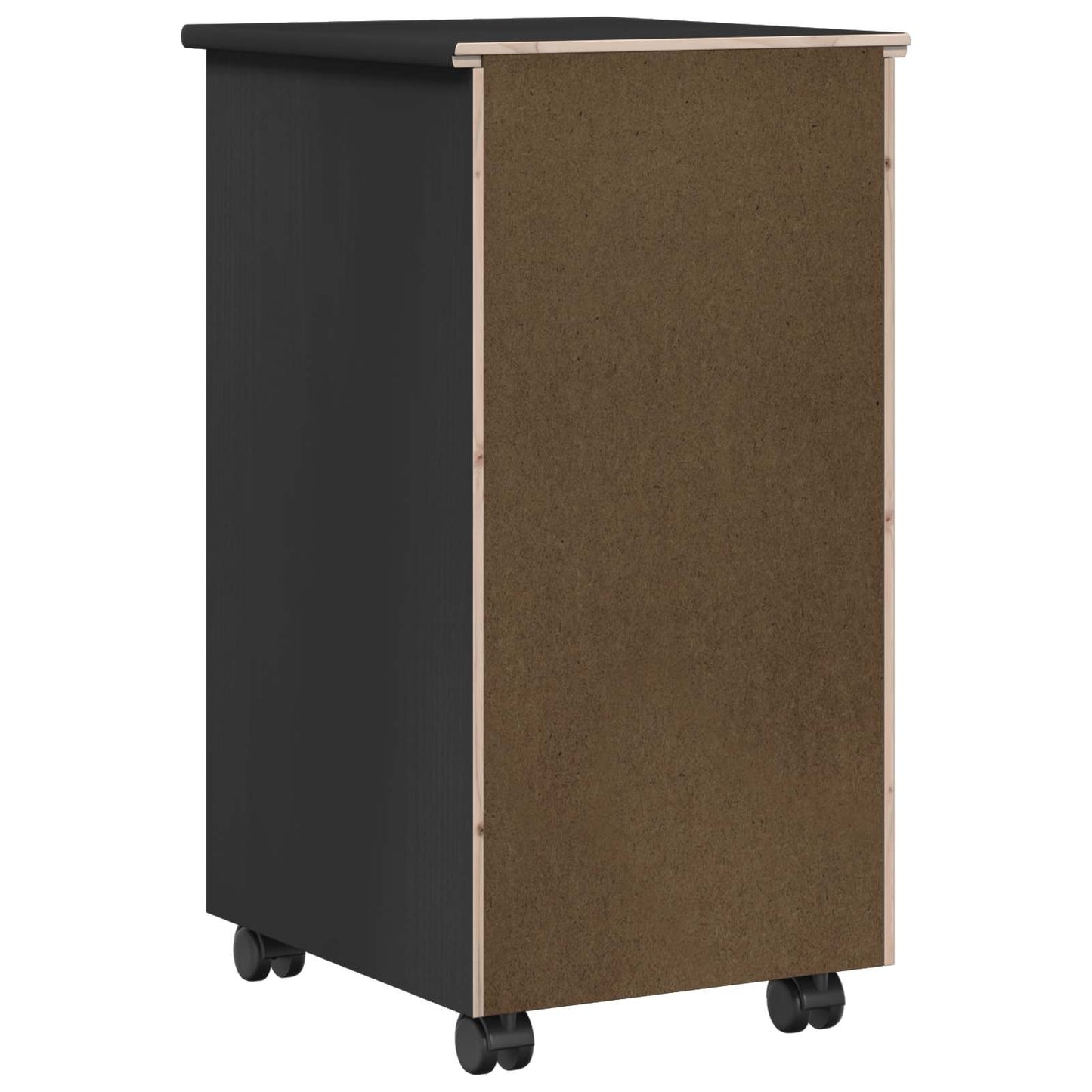 Mobile con Ruote Nero 34 x 39 x 65,5 cm Legno di pino massiccio