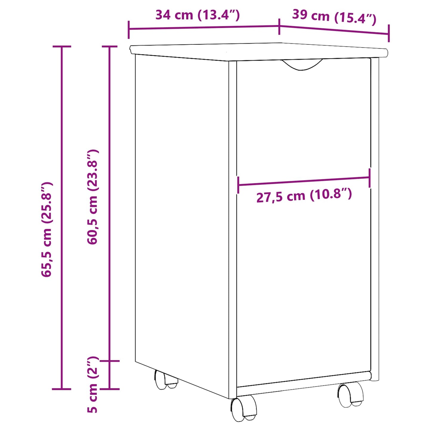 Mobile con Ruote con ruota Bianco 34 x 39 x 65,5 cm | homemem39