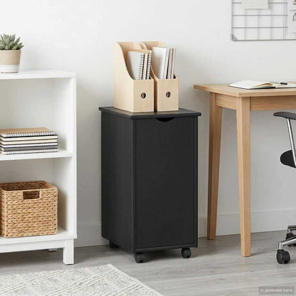 Mobile con Ruote Nero 34 x 39 x 65,5 cm Legno di Pino Massello | homemem39
